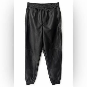 Zara Black Faux Leather Jogger Pants Vegan Leather Like New
